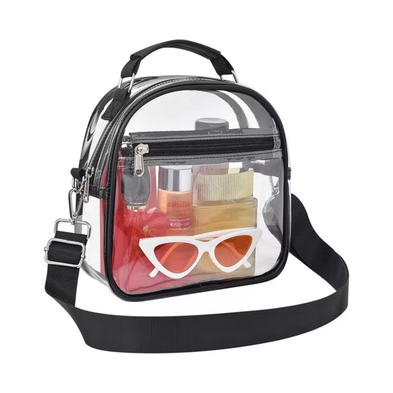 Detachable shoulder strap outdoor sports waterproof hand-held storage bag, transparent PVC crossbody bag, multi-functional, fashionable and simple full figure