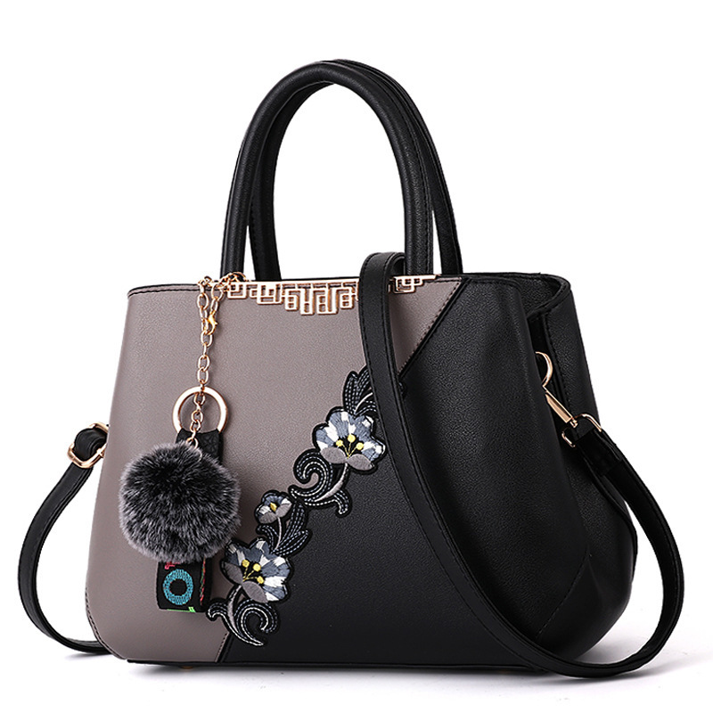 Embroidery foreign trade large Bag 2022 New crossbody middle-aged Mom bag, large capacity inlaid single-shoulder cross-border handbag Item Picture