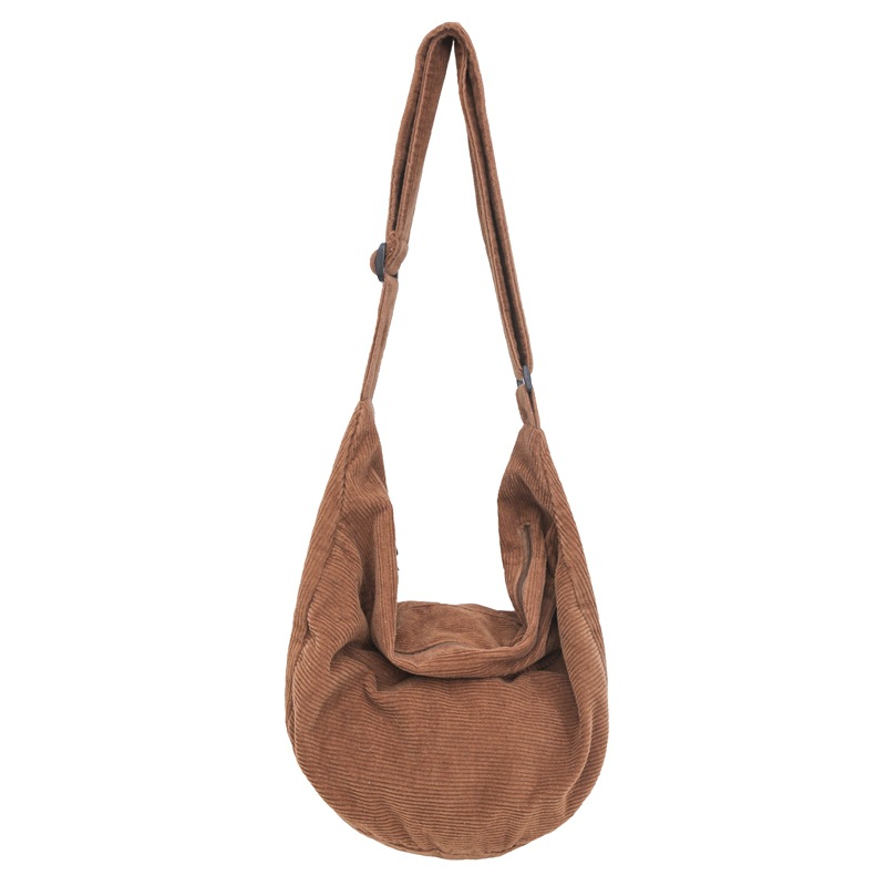 Japanese-style casual large-capacity dumpling bag, ins artistic canvas bag, fashionable shoulder bag, corduroy crossbody bag, women's bag Item Picture