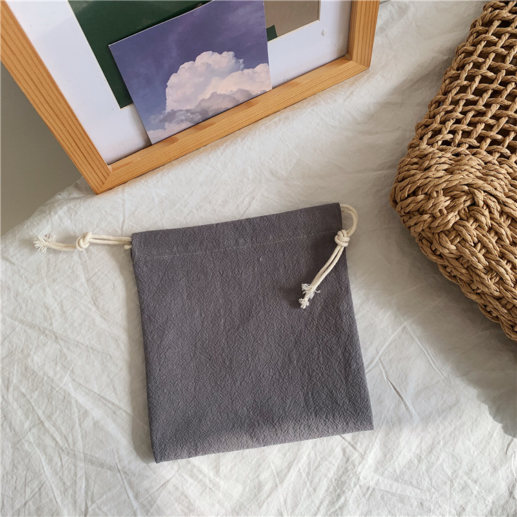 【 In Stock 】07212 Japanese-style minimalist storage bag, fresh and clean drawstring bag, tea gift bag, pure details Picture