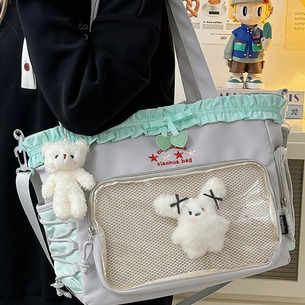 Student crossbody bag, fresh and trendy ins brand messenger bag, women's crossbody bag, casual and simple pain bag, single-shoulder bag, trendy backpack Specification drawing