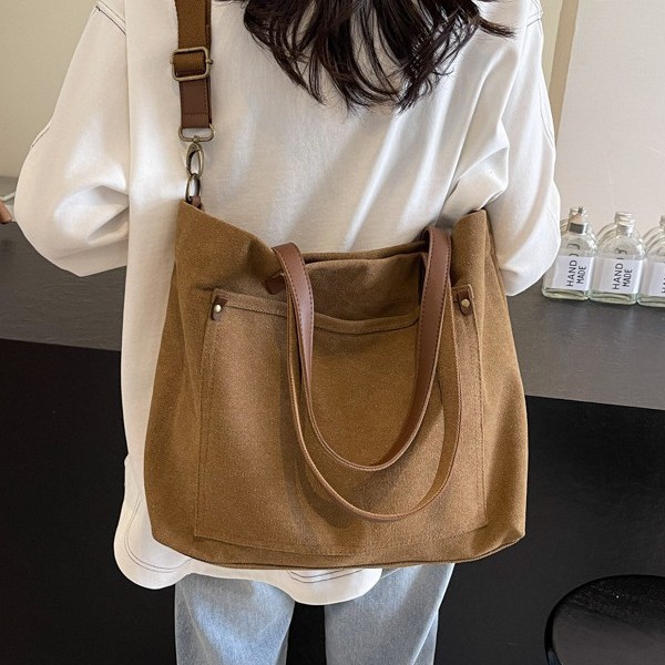 Casual canvas bag, women's single-shoulder crossbody bag, large-capacity Korean version Harajuku handbag, men's simple and versatile tote large bag Application Scenario