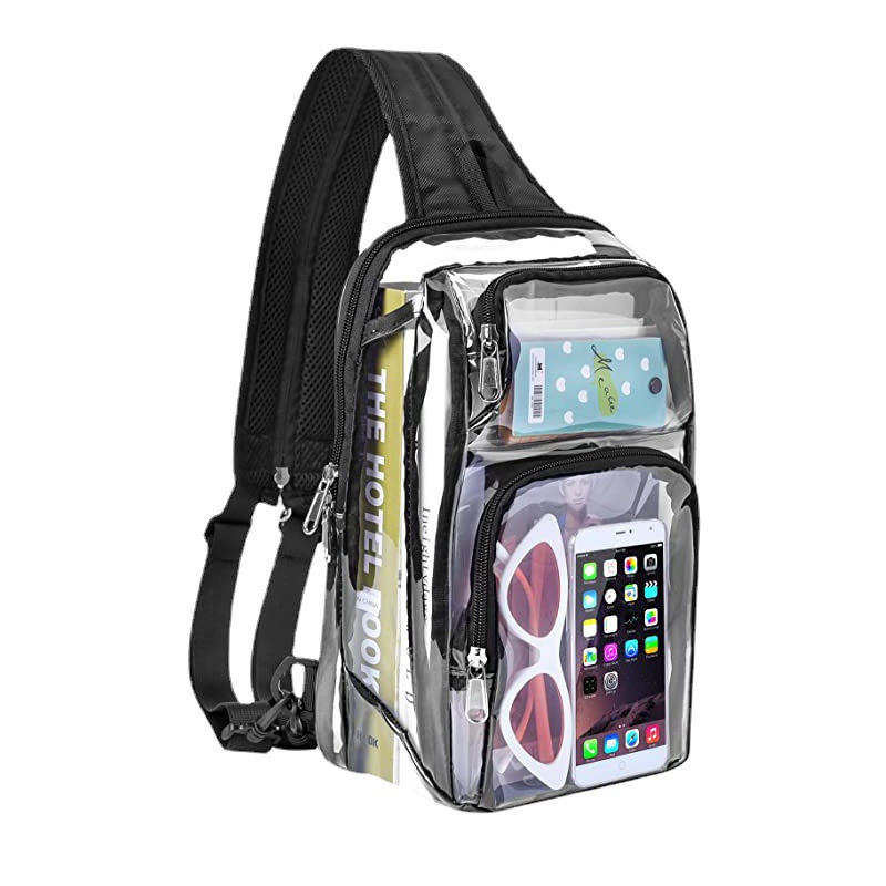 Amazon transparent pvc sports backpack Stadium visual single-shoulder bag Adjustable shoulder strap travel storage bag Item Picture