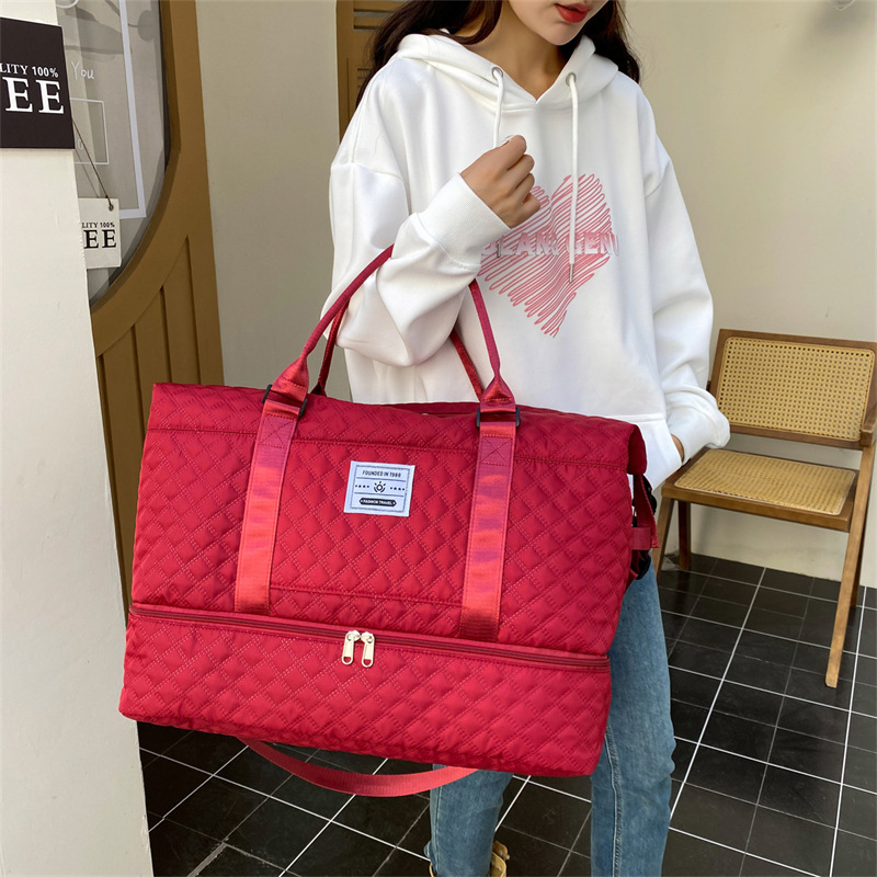 Large-capacity travel bag for women, portable for business trips, shoe compartment, luggage storage bag, hand-held short-distance boarding, travel and fitness bag full figure