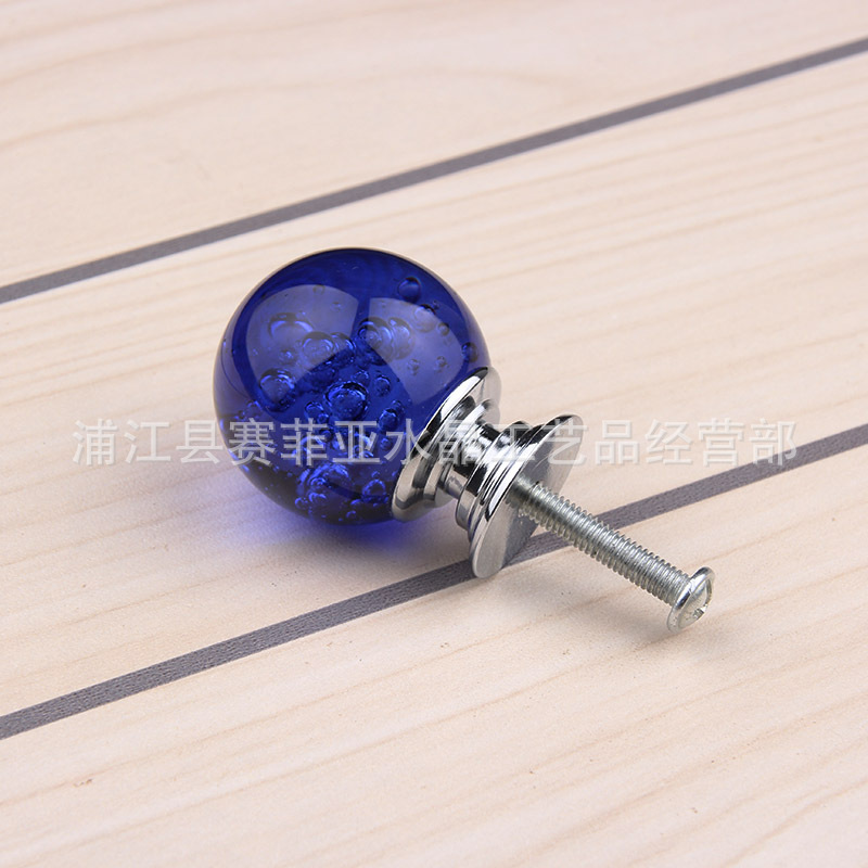 Colorful modern crystal bubble ball handle, single-hole hardware handle, glass door handle, 30mm export for foreign trade Specification drawing