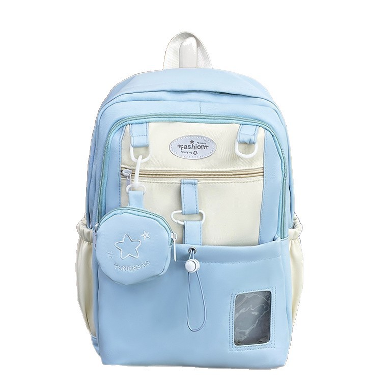 Versatile and color-blocking Japanese InS-style schoolbag, cute girl, large-capacity backpack, backpack for junior and senior high school students Item Picture