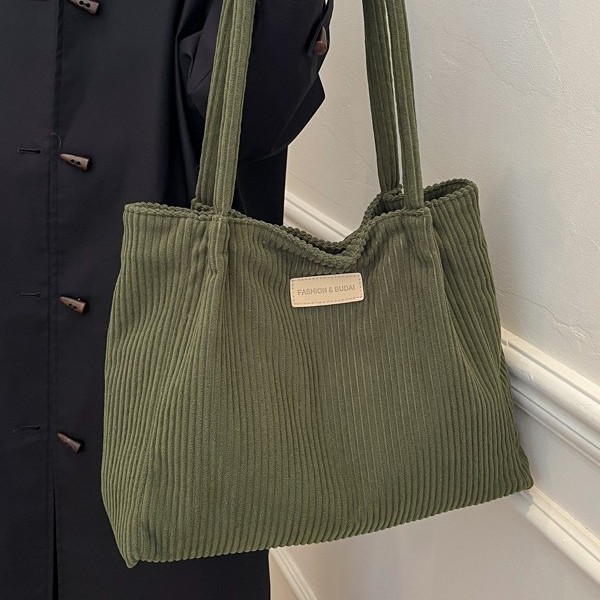 New Korean version student handbag, corduroy bag, single-shoulder bag, tote fabric bag, large-capacity student commuting bag for class Application Scenario