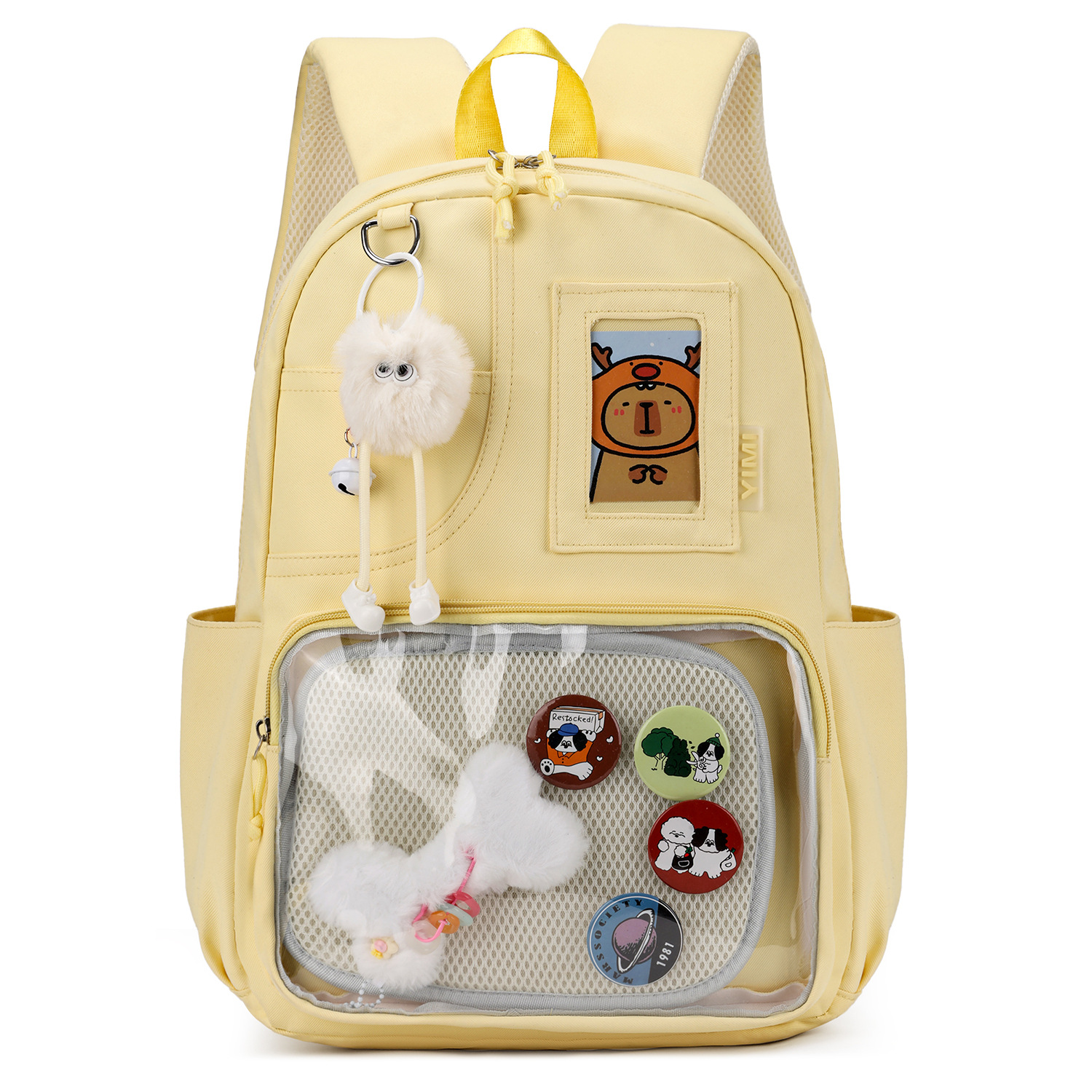 Large-capacity backpack, campus cute transparent pain-relieving bag, lightweight and load-reducing casual travel bag, college style class schoolbag Item Picture