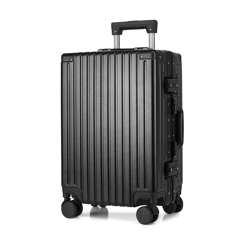 Wholesale of 20-inch suitcases with simple aluminum frame hard shell suitcases, trolley cases, silent swivel wheels, anti-theft combination cases full figure