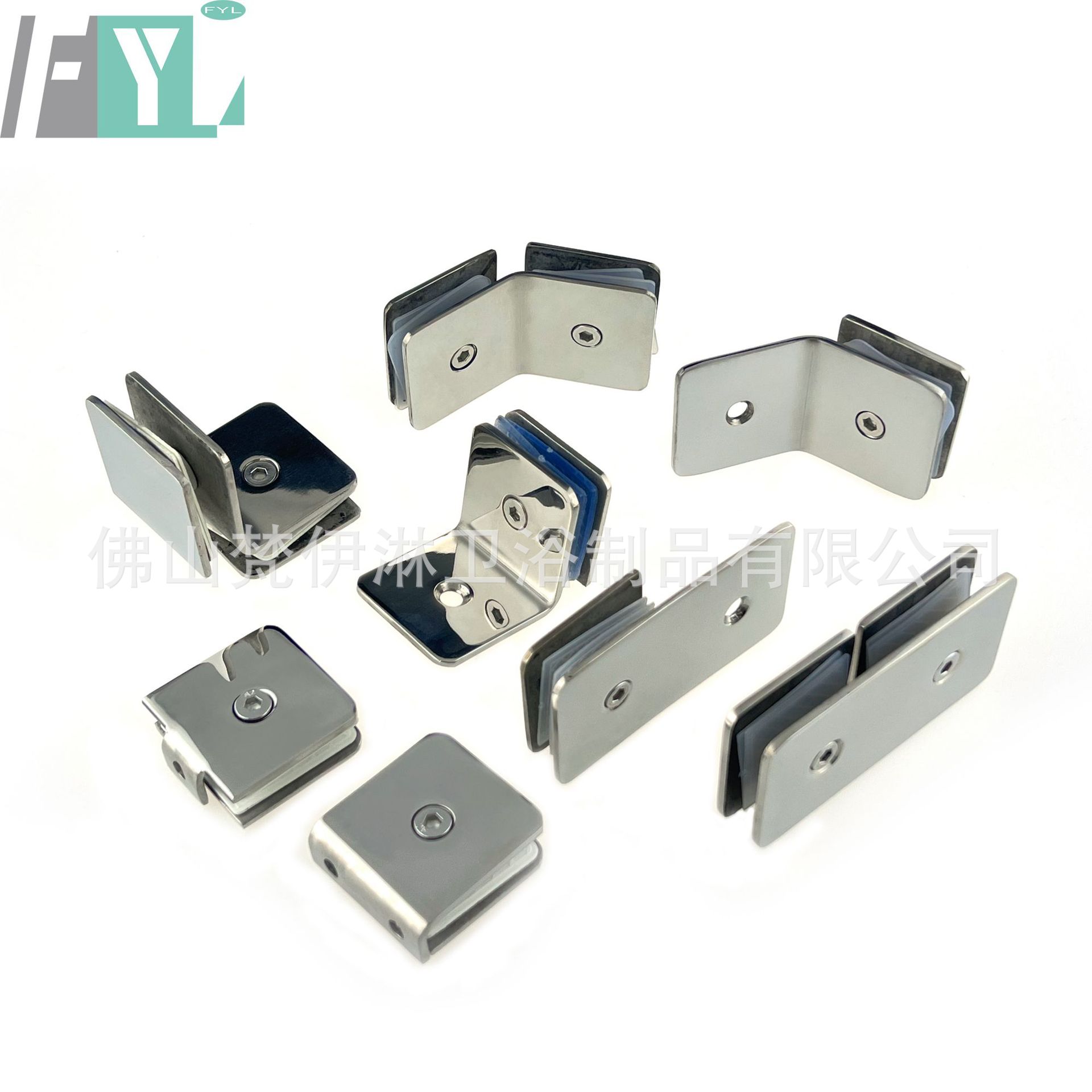 304 stainless steel bathroom glass 90-degree Angle code fixed clamp, straight-edge square bathroom clamp, shower room sliding door wall clamp full figure