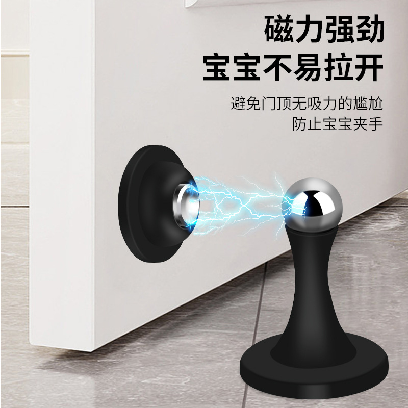 Silicone door stopper without perforation, a rear anti-collision tool for the main entrance door, a buffer against door collision, and magnetic attraction on the top of the door Application Scenario