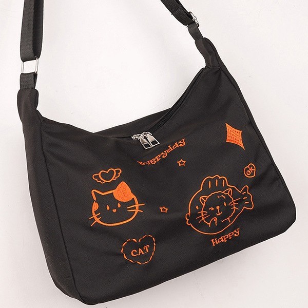 A new Japanese-style cute cartoon large-capacity fashionable single-shoulder bag for 2025, a fresh, artistic and versatile commuting crossbody bag Specification drawing