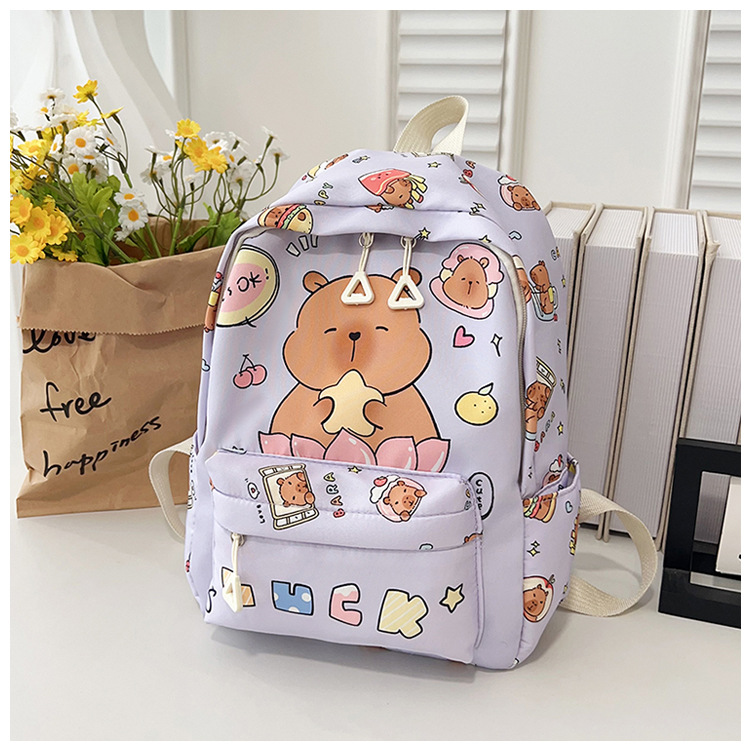 Cute cartoon capybara backpack, a versatile backpack for girls, a new type of backpack with large capacity Capibara full figure
