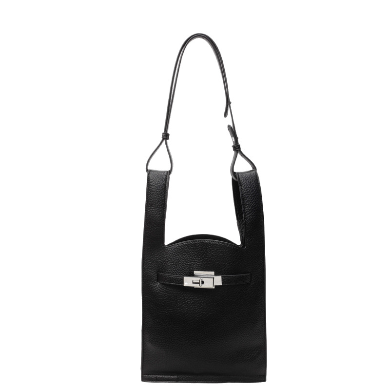 Korean version lychee pattern hand-held Kelly bag 2025 new style exquisite and fashionable single-shoulder backpack solid color simple crossbody bag Item Picture