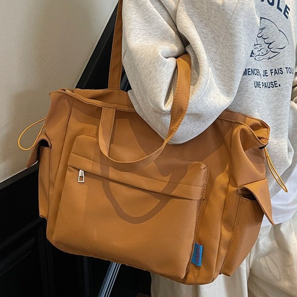 2025 New Spring/Summer canvas bag, laid-back style casual tote bag, high-end style ins large-capacity commuting shopping bag full figure