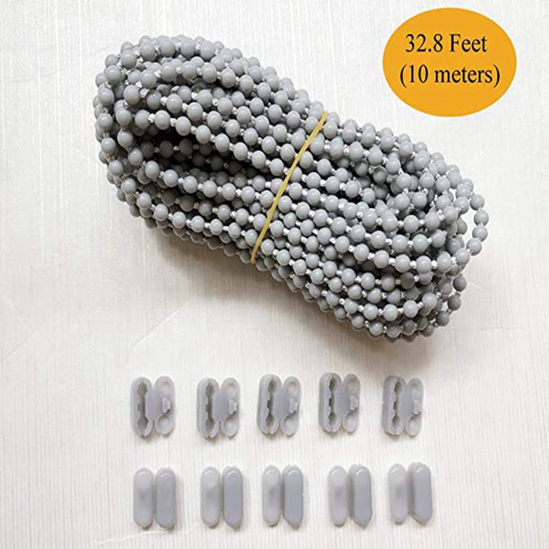 Cross-border wholesale of 10-meter grey beaded chain 10-piece beaded buckle set roller blinds, curtain pull beaded buckle accessories full figure