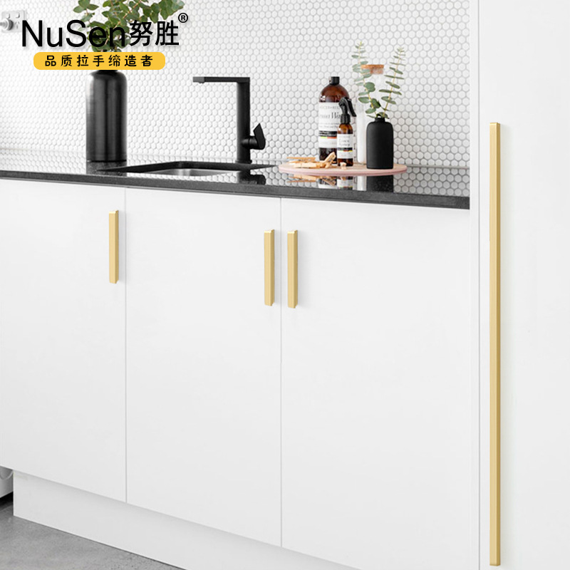 Nusheng pure copper handle extended modern simple wardrobe cabinet door handle all-copper drawer T-shaped handle gold Application Scenario