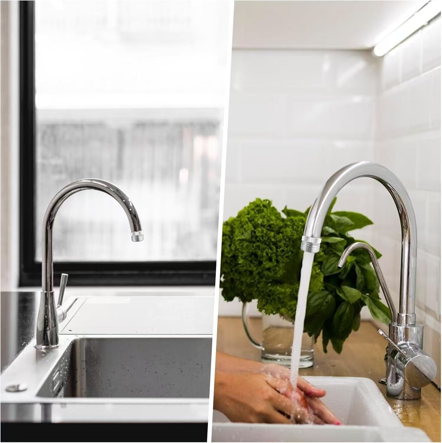 The American standard faucet is connected to the garden hose. The inner thread is 22 turns and the outer thread is 3/4GHT. The inner thread of the joint is 22 turns and 6 minutes details Picture