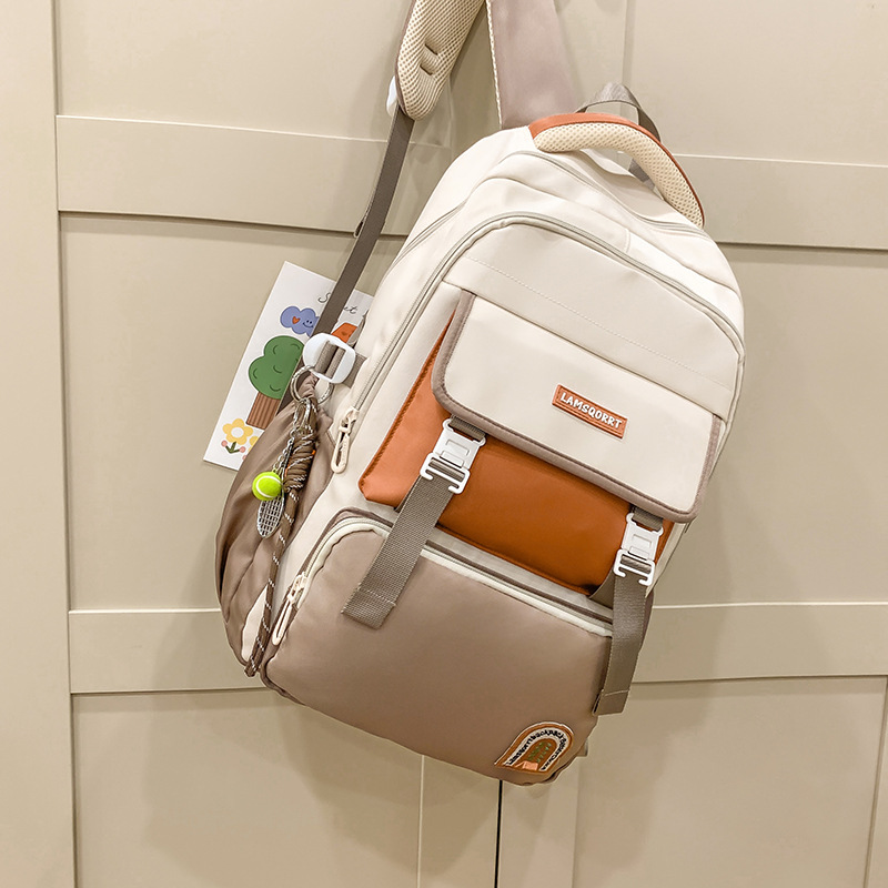 Student schoolbags, backpack for junior high school and senior high school students, large-capacity, lightweight, multi-layer casual bags, male and female students spliced for study Tours Application Scenario