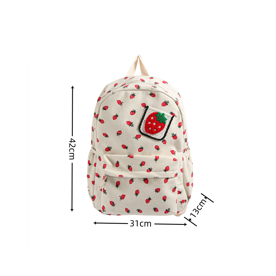 A fresh, artistic, retro strawberry, versatile, ins Japanese style, simple and casual, cute student backpack for young girls Item Picture