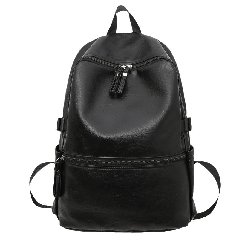 Cross-border retro pu soft new college student schoolbag, campus fashion men's and women's backpack, large-capacity travel backpack Item Picture