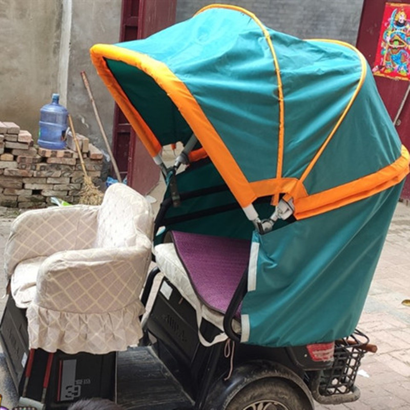 Electric tricycle carport, rain shelter, sunshade, rain shelter, pedal tricycle, folding canopy, human-powered canopy, elderly leisure details Picture