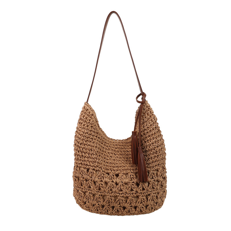 New, niche, hollowed-out tassel bag, seaside vacate-style beach bag, and fashionable women's bag Item Picture