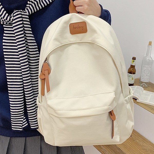 Large-capacity high school niche Instagram versatile schoolbag, student female trend travel backpack, 2024 new backpack, solid color backpack details Picture