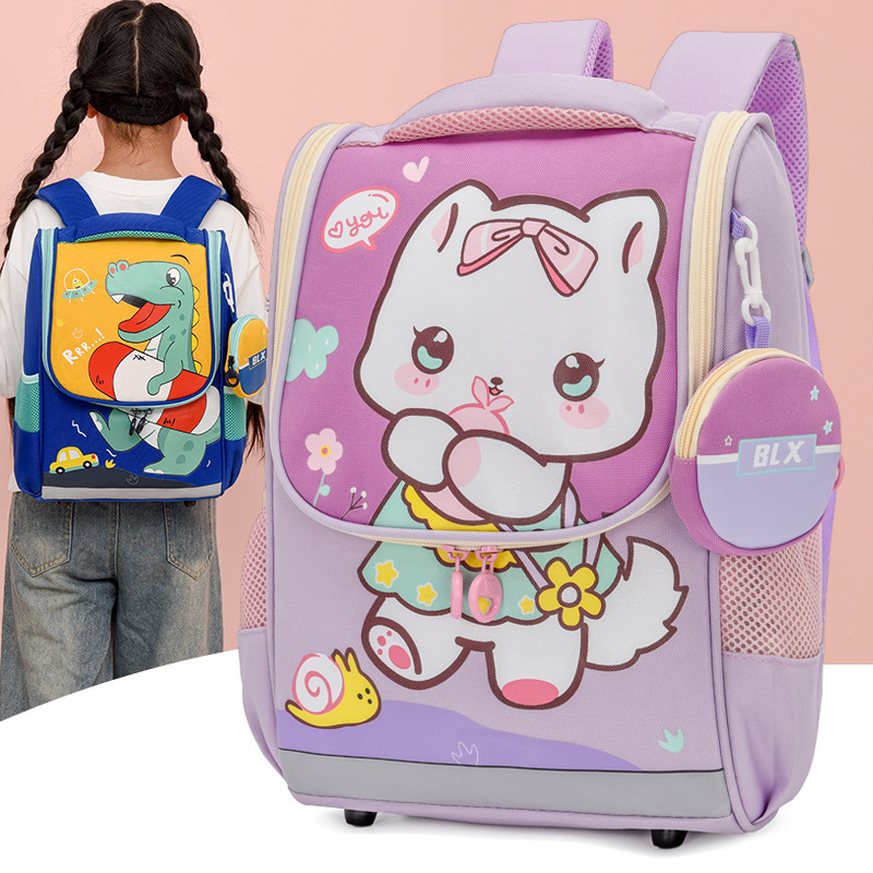 New schoolbag for primary school students from grades one, two to three and five, Korean-style cute cat multi-compartment lightweight backpack full figure