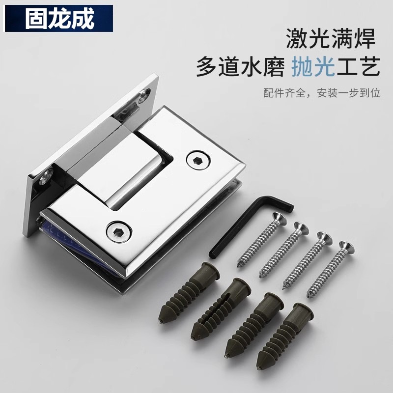90-degree bathroom clamp, 304 stainless steel matte black thickened shower office glass door hinge, 180-degree door clamp hinge details Picture