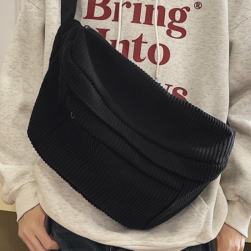 Cross-border 2024 autumn and winter new crossbody bag for both men and women, large-capacity backpack, corduroy versatile bestseller chest bag Specification drawing