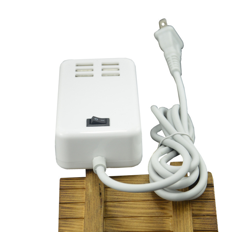 Factory direct supply: 6USB with switch charging power strip, 5V2A mobile phone charger, 10W USB multi-port charger Specification drawing