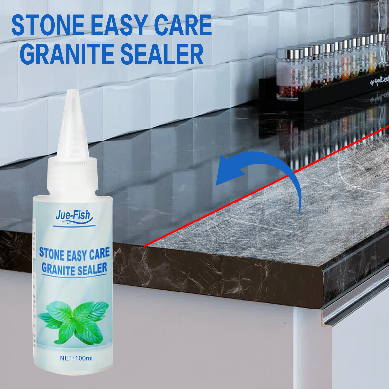 Jue-Fish Tile coating agent, kitchen countertop tile scratch care, maintenance, cleaning care and brightening spray Specification drawing