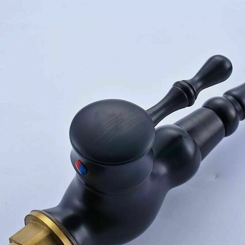 European brass black washbasin faucet, bathroom cold and hot mixed water washbasin, ceramic basin, 360° rotating faucet Application Scenario