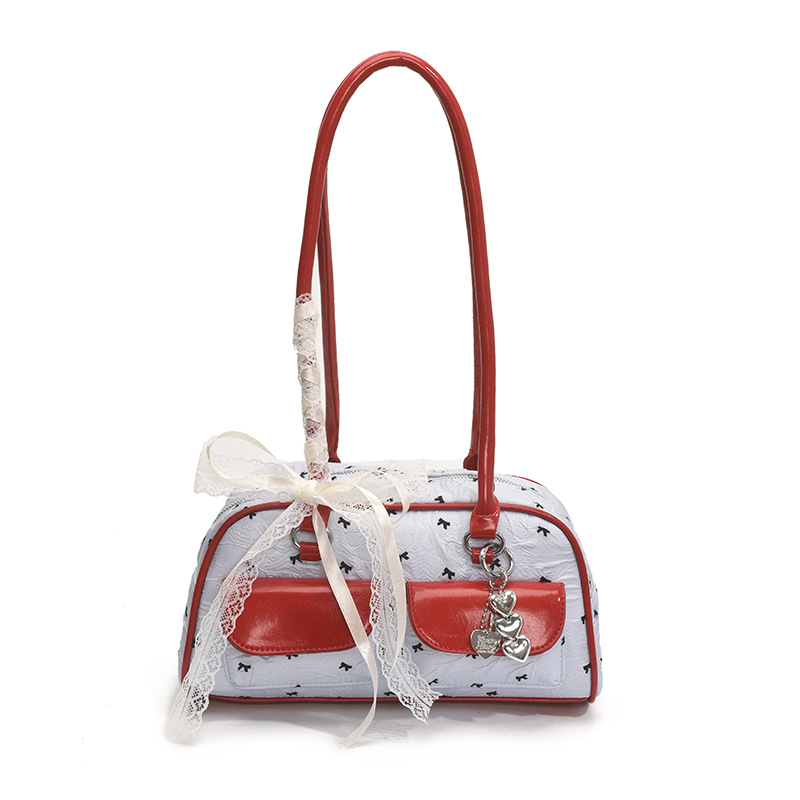 2025 New Korean-style handbag, large capacity bowling bag, versatile and patchwork single-shoulder bag, fashionable underarm bag, women's bag Item Picture