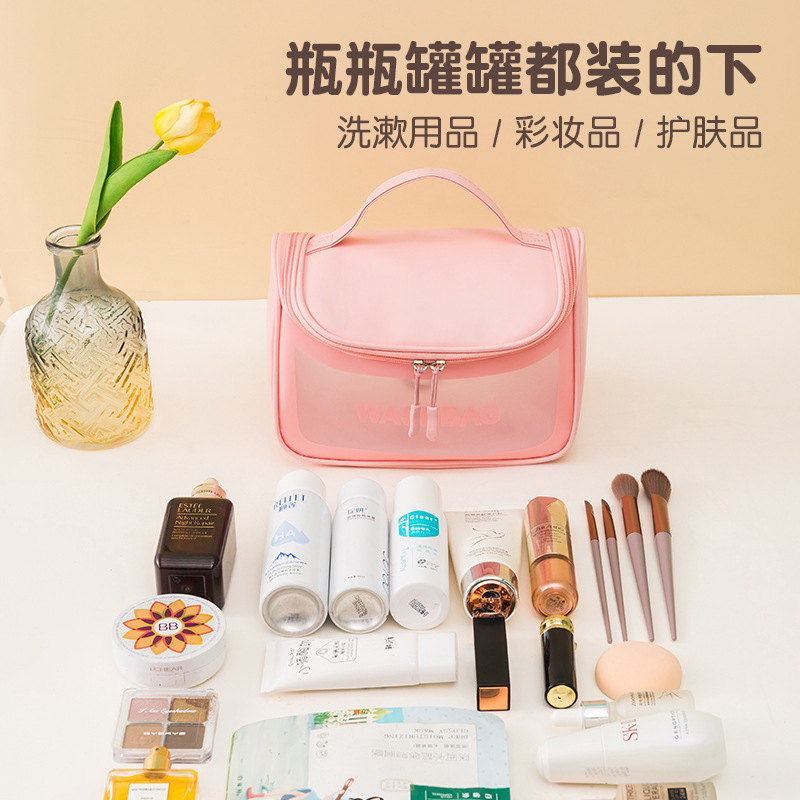 Korean-style ins hand-held chanel-style makeup bag, cosmetics hand-held storage bag, large-capacity waterproof hook toiletry bag details Picture