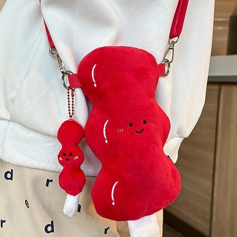 A niche and cute plush sugar-coated haws single-shoulder bag, Korean-style embroidery, Japanese-style trendy ins crossbody bag, small crossbody bag full figure