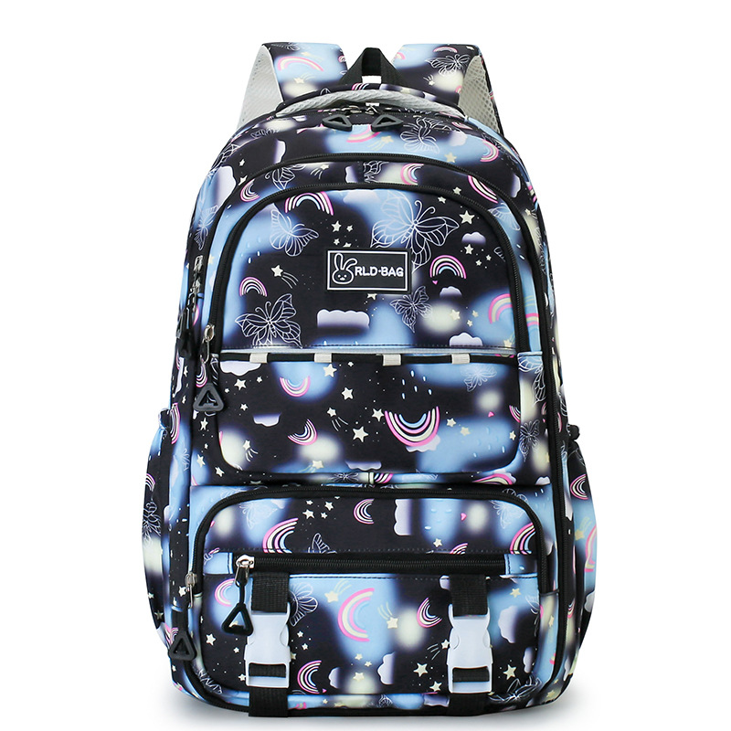 Multi-layered backpack, colorful butterfly graffiti casual backpack, high appearance level, large capacity schoolbag for junior and senior high school students, girls Item Picture