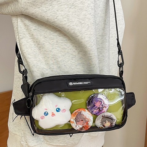 2D pain bag, single-shoulder bag, Ka Ai Bag, large capacity, daily casual, student transparent pain bag, Japanese-style crossbody bag full figure