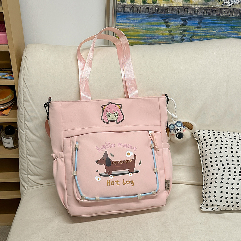 Single-shoulder bag, tote bag, zipper cloth bag, cartoon puppy, Korean style, fashionable and versatile, tutorial bag, Japanese style, multi-functional single-shoulder Application Scenario