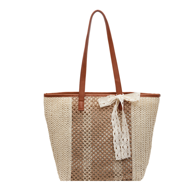 Summer large-capacity straw woven bag 2025, popular hand-woven tote bag, seaside vacation travel, daily commuting Item Picture