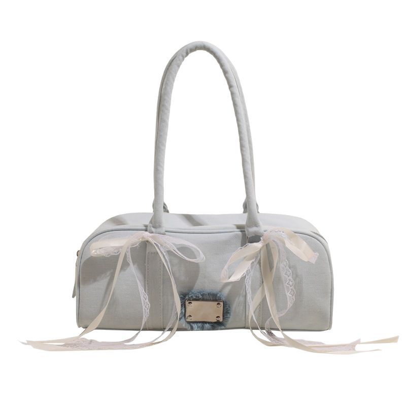 Korean niche and trendy denim baguette bag for women, 2025 new style hand-carried sausage bag, casual and versatile single-shoulder armpit bag Item Picture