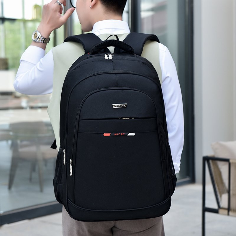 Korean-style casual backpack for business commuting, large-capacity solid-color schoolbag, fashionable and simple computer bag, men's backpack Specification drawing