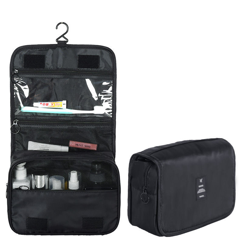 The twill waterproof hook toiletry bag is suitable for business trips and travels. It has a large capacity, is portable and dirt-resistant, and can store cosmetics Item Picture