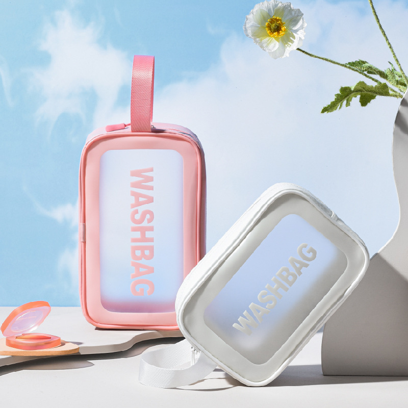 Wholesale of PVC transparent three-piece toiletry bags, waterproof beach bags, travel toiletry storage bags, and simple makeup bags full figure