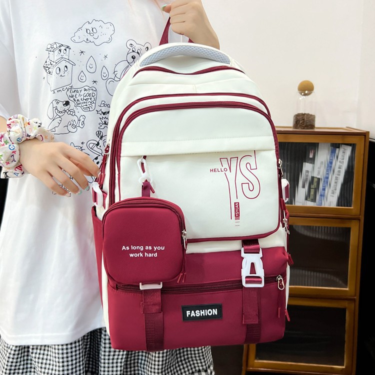 Wholesale of new high-appearanceess-level schoolbags for girls, extra-large capacity backpacks for high school students, and backpacks for primary school students full figure