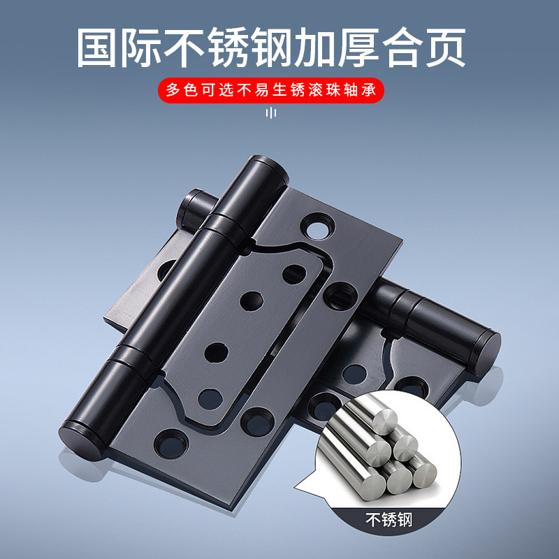 Stainless steel folding hardware complete set, door hinges, wooden doors, 4-inch and 5-inch bearing hinges, swing doors, hinge rooms details Picture