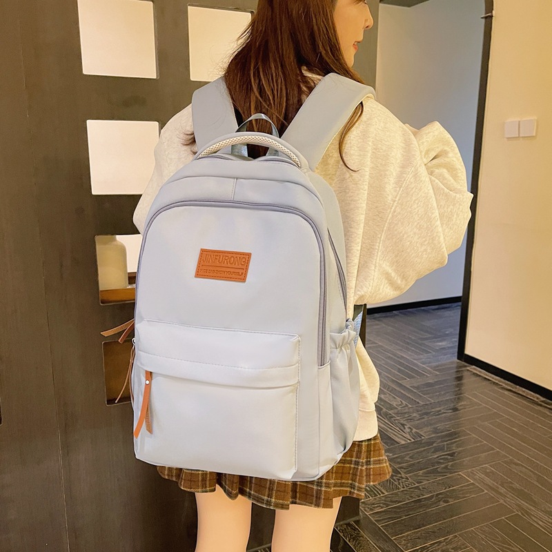 Japanese-style simple schoolbag for female college students, high appearance level computer backpack for junior and senior high school students, travel light backpack for male students details Picture