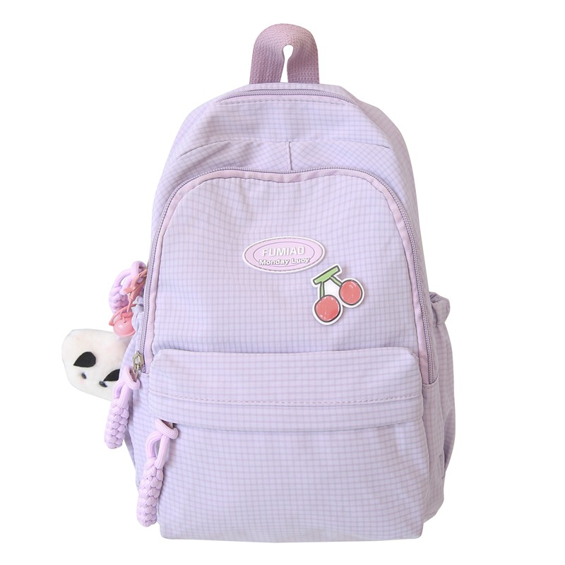 Summer new high-appearance-level girls' schoolbag, Japanese-style fresh and cute casual backpack, fine-checkered college students' backpack Item Picture