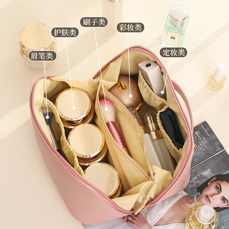 New organ pillow makeup bag, high-end pu leather large-capacity storage bag, travel portable hand-held storage bag in stock details Picture